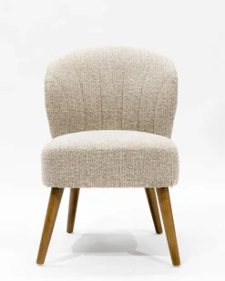 Uniqka Perla - Chaise de repas en tissu beige au design incurvé