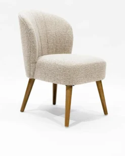 Uniqka Perla - Chaise de repas en tissu beige au design incurvé