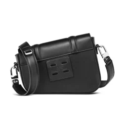 Femme Maison Faret Petit Sac en Toile enduite & Cuir Bordeaux noir/blanc - 14x19x4.5 cm