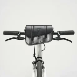 Femme Maison Faret Petit Sac en Toile enduite & Cuir Bordeaux noir/blanc - 14x19x4.5 cm