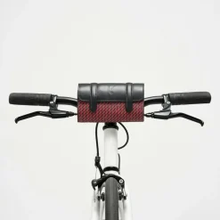 Maison Faret Petit Sac en Toile enduite & Cuir Cyclo rouge/noir - 10x17x17 cm