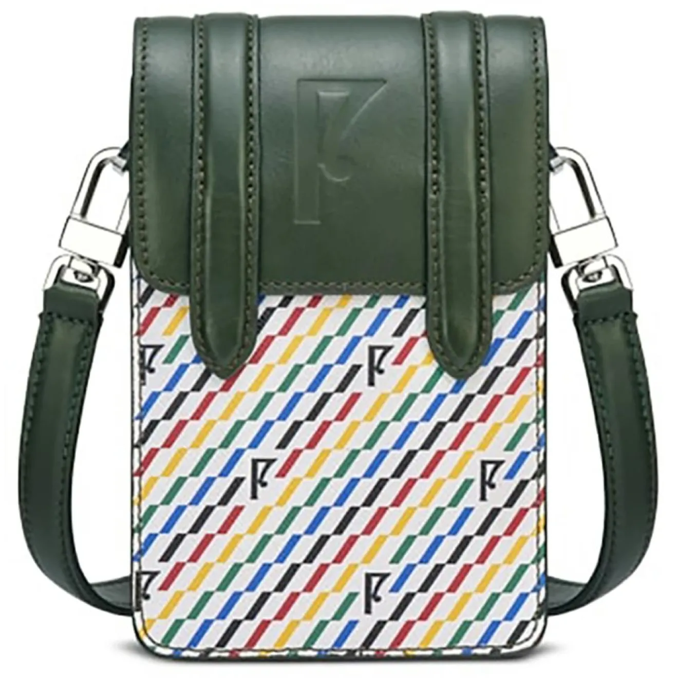 Best Maison Faret Petit Sac en Toile enduite & Cuir Arguin noir/multicolore - 18x11.5x3 cm