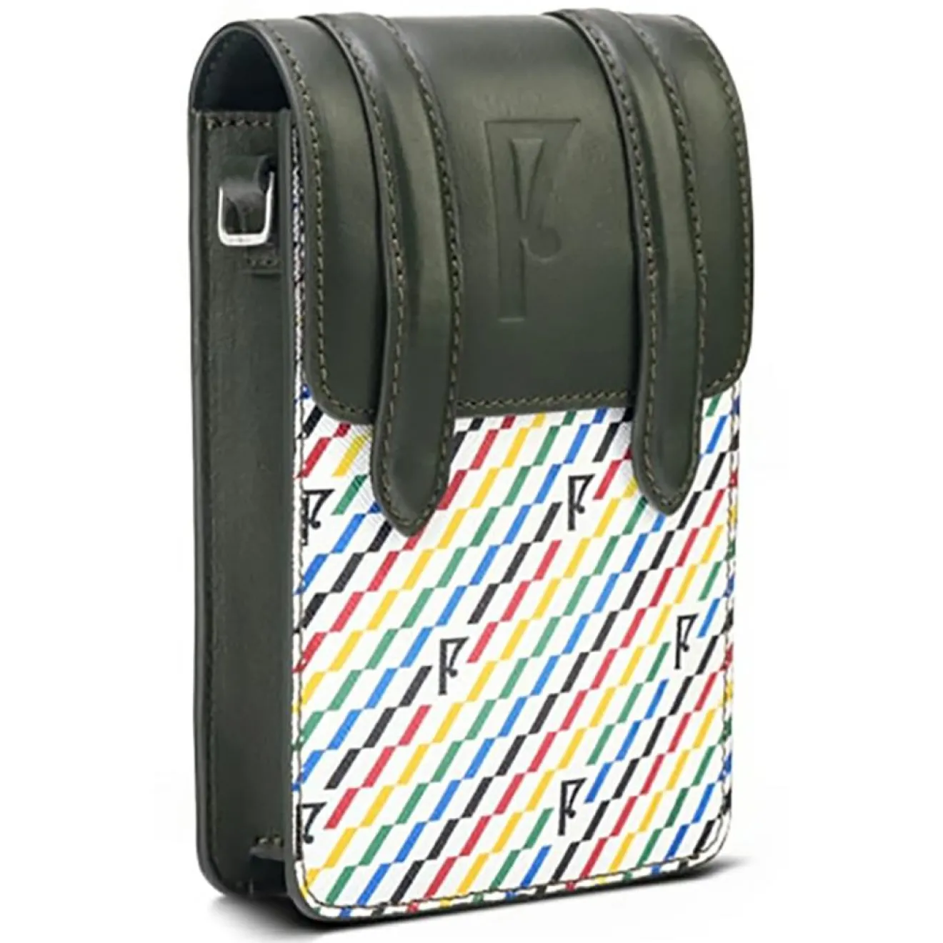 Best Maison Faret Petit Sac en Toile enduite & Cuir Arguin noir/multicolore - 18x11.5x3 cm