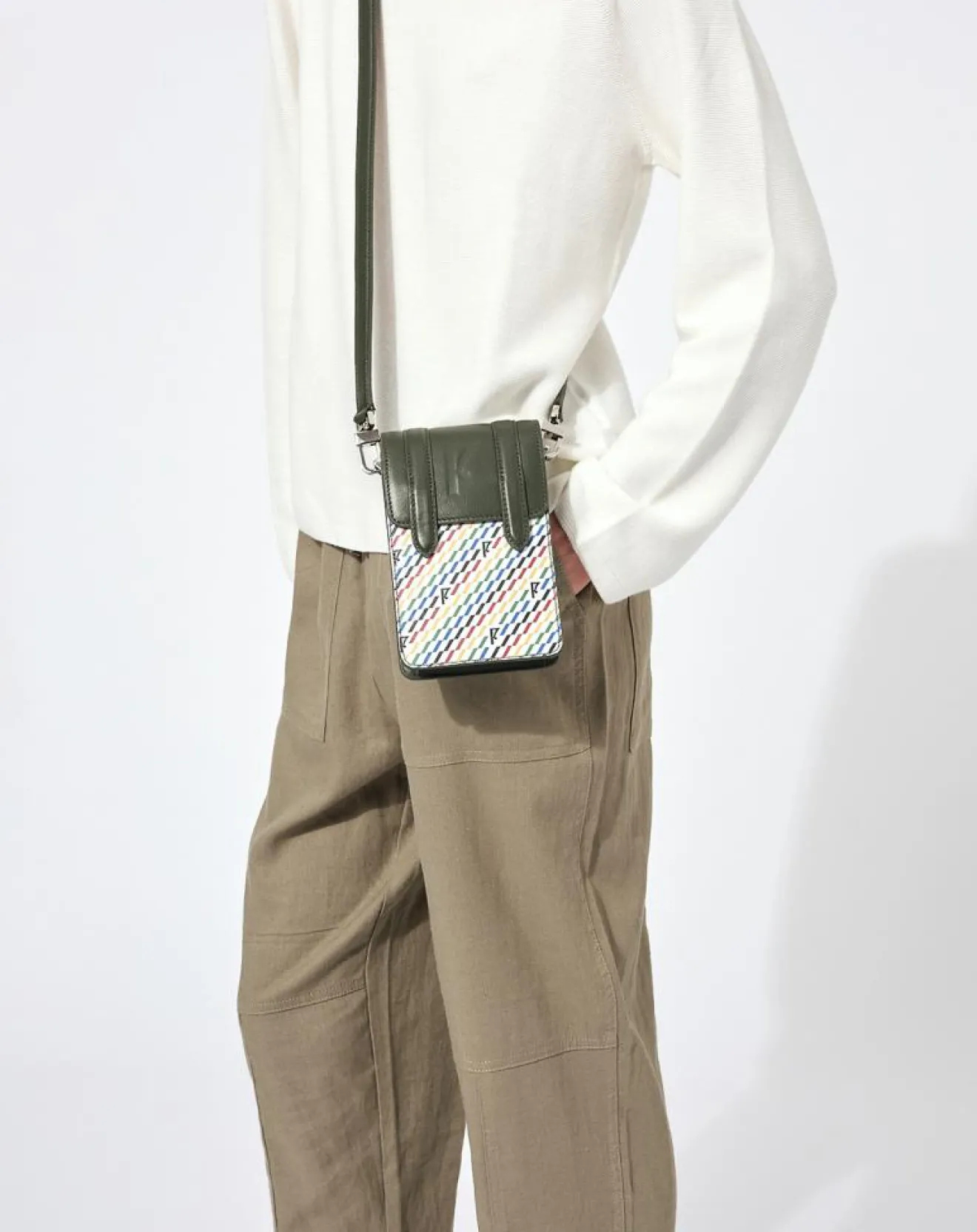 Best Maison Faret Petit Sac en Toile enduite & Cuir Arguin noir/multicolore - 18x11.5x3 cm