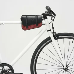 Femme Maison Faret Petit Sac en Toile enduite & Cuir Bordeaux rouge/noir - 14x19x4.5 cm