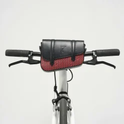 Femme Maison Faret Petit Sac en Toile enduite & Cuir Bordeaux rouge/noir - 14x19x4.5 cm