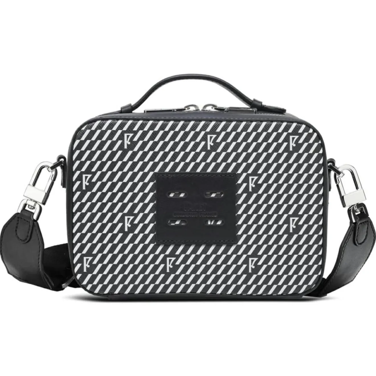 Discount Maison Faret Petit Sac en Toile enduite Pyla noir/blanc - 13x19x6.5 cm