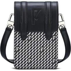 Clearance Maison Faret Petit Sac en Toile enduite & Cuir Arguin noir/blanc - 18x11.5x3 cm