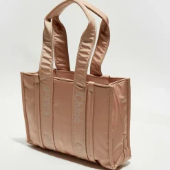 Femme Chloé Petit tote bag Woody rose poudré - 26x20x8 cm