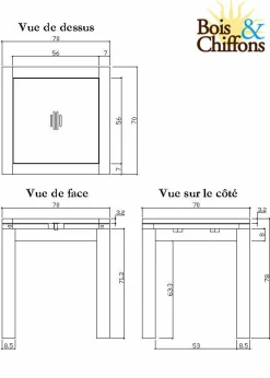 New Bois & Chiffons Petite table à manger carrée allonge 70 Acacia Gordon Naturel - 70x70x78 cm
