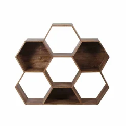 Bois & Chiffons Petite étagère hexagonale Mango M&M offre Marron - 130x30x113 cm