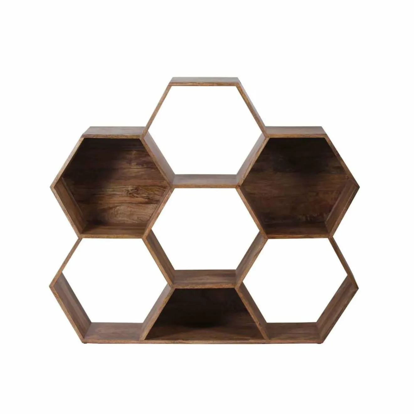 Bois & Chiffons Petite étagère hexagonale Mango M&M offre Marron - 130x30x113 cm