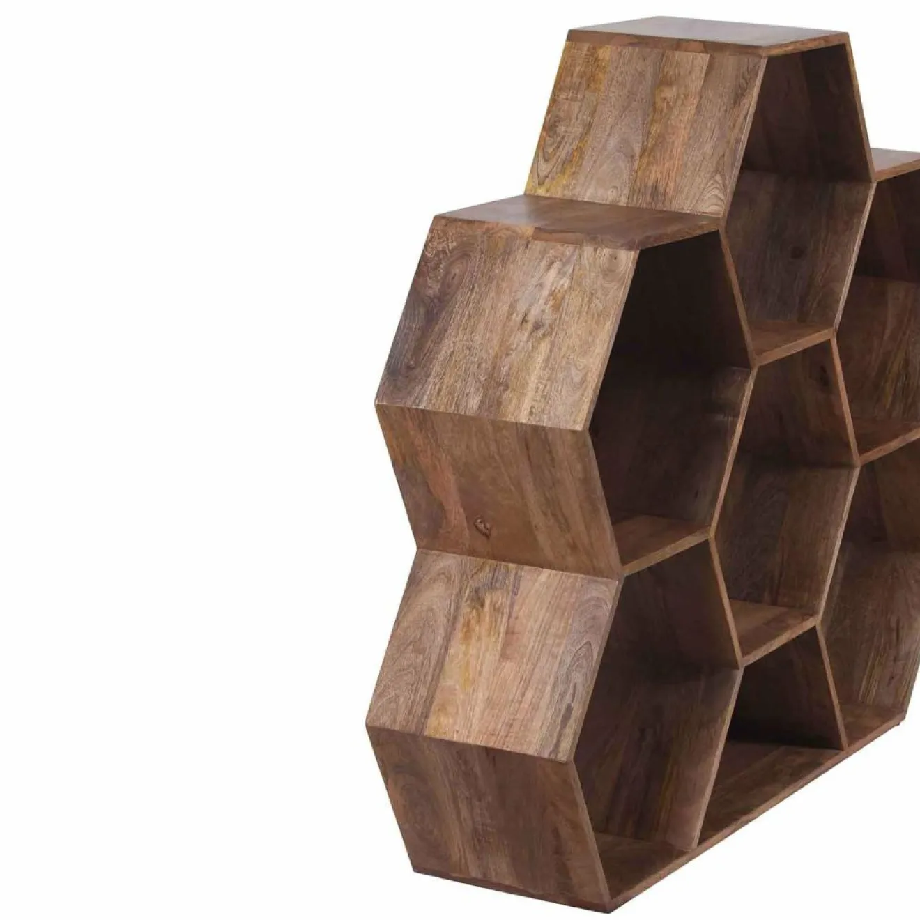 Bois & Chiffons Petite étagère hexagonale Mango M&M offre Marron - 130x30x113 cm