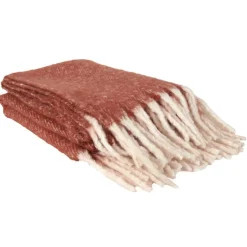 Clearance Home Deco Factory Plaid à franges terracotta - 120x150 cm