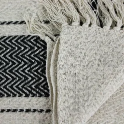 Hot Home Deco Factory Plaid berbère à rayure écru/noir - 150x120 cm