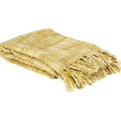 Home Deco Factory Plaid chunky maille tressée jaune - 125x150 cm