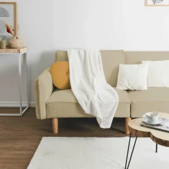 Home Deco Factory Plaid effet chevron blanc - 120x150 cm