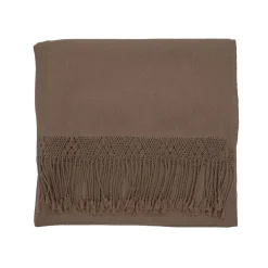 Bed and Philosophy Plaid en coton & laine et détails macramé marron 90x200cm