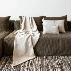 Discount Bed and Philosophy Plaid en coton flammé naturel 140x220cm