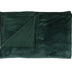 Home Deco Factory Plaid en Flanelle embossé vert sapin - 150x200 cm