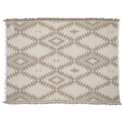 Clearance Bed and Philosophy Plaid en laine motif kilim beige 140x200 cm