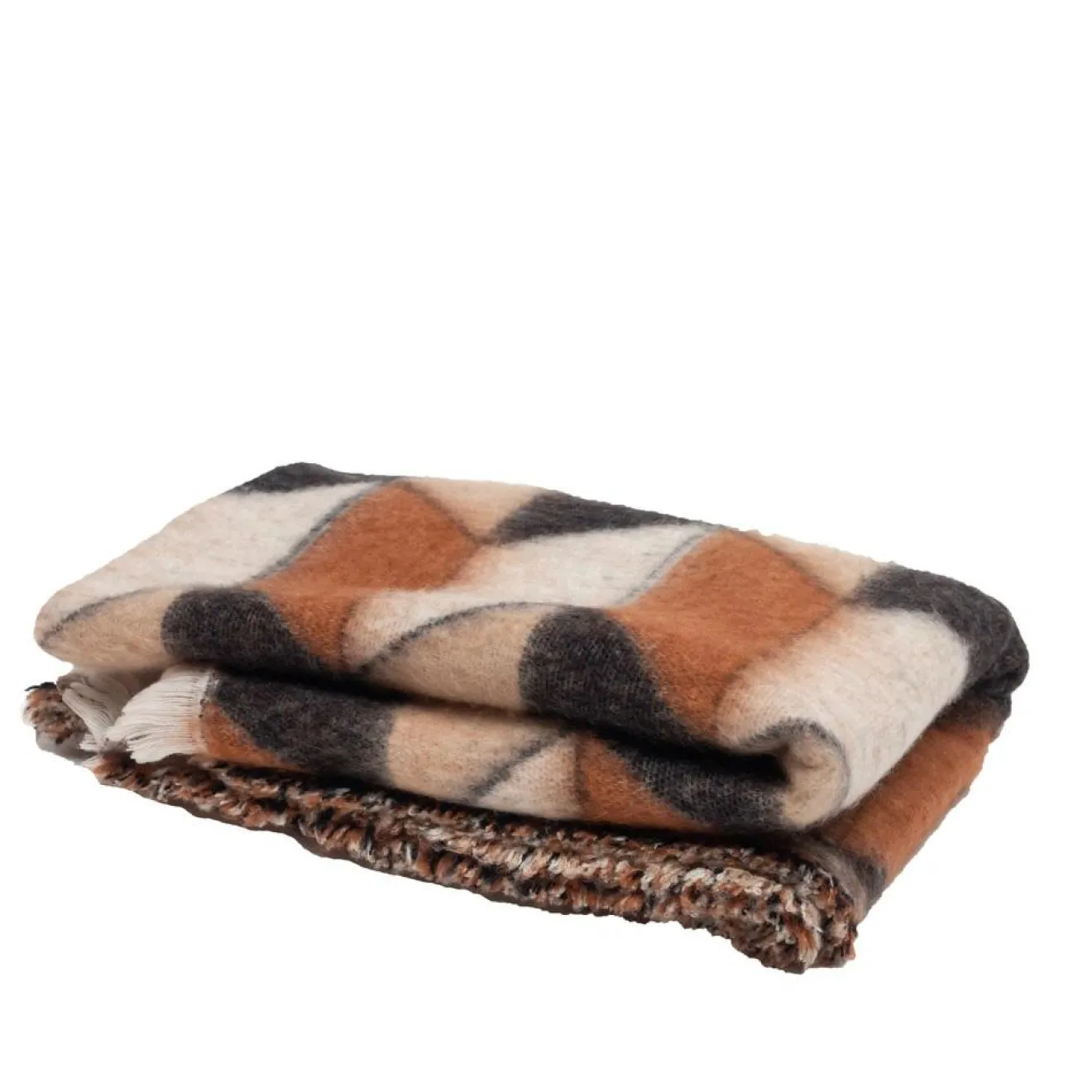 Clearance Bed and Philosophy Plaid en laine motif 70s marron 135x230cm