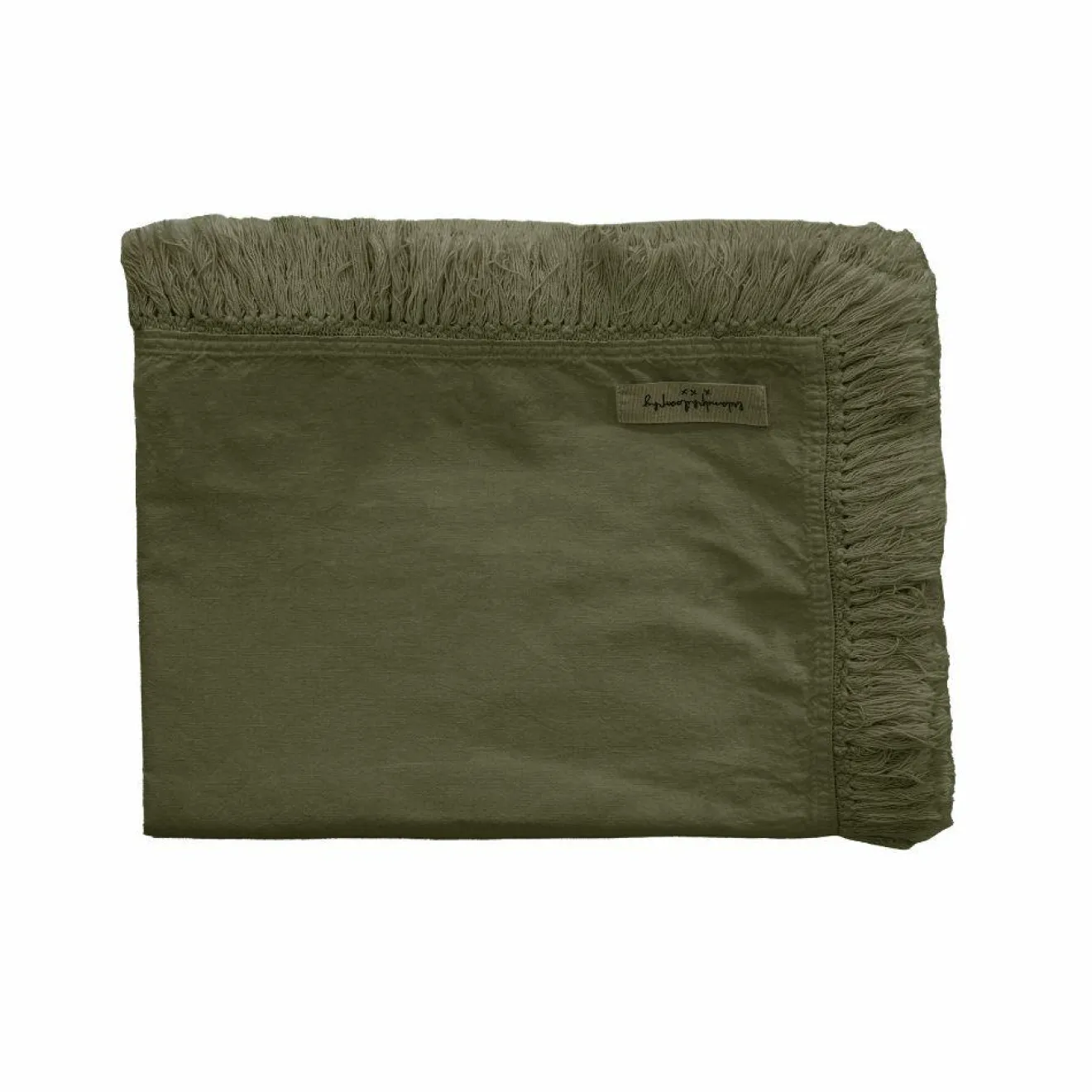 Bed and Philosophy Plaid en lin & coton finitions frangées vert 150x180cm