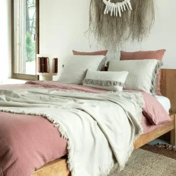 Best Bed and Philosophy Plaid en lin & coton finitions frangées naturel 150x180cm