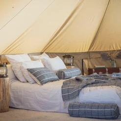 Bed and Philosophy Plaid en lin et coton bleu 135x200cm