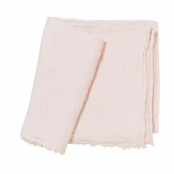 Outlet Bed and Philosophy Plaid en lin lavé finitions frangées rose 150x180cm