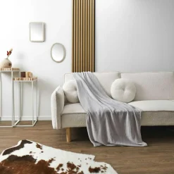 Sale Home Deco Factory Plaid en Microfibre gris clair - 150x200 cm