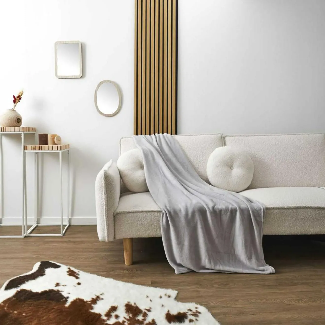 Sale Home Deco Factory Plaid en Microfibre gris clair - 150x200 cm