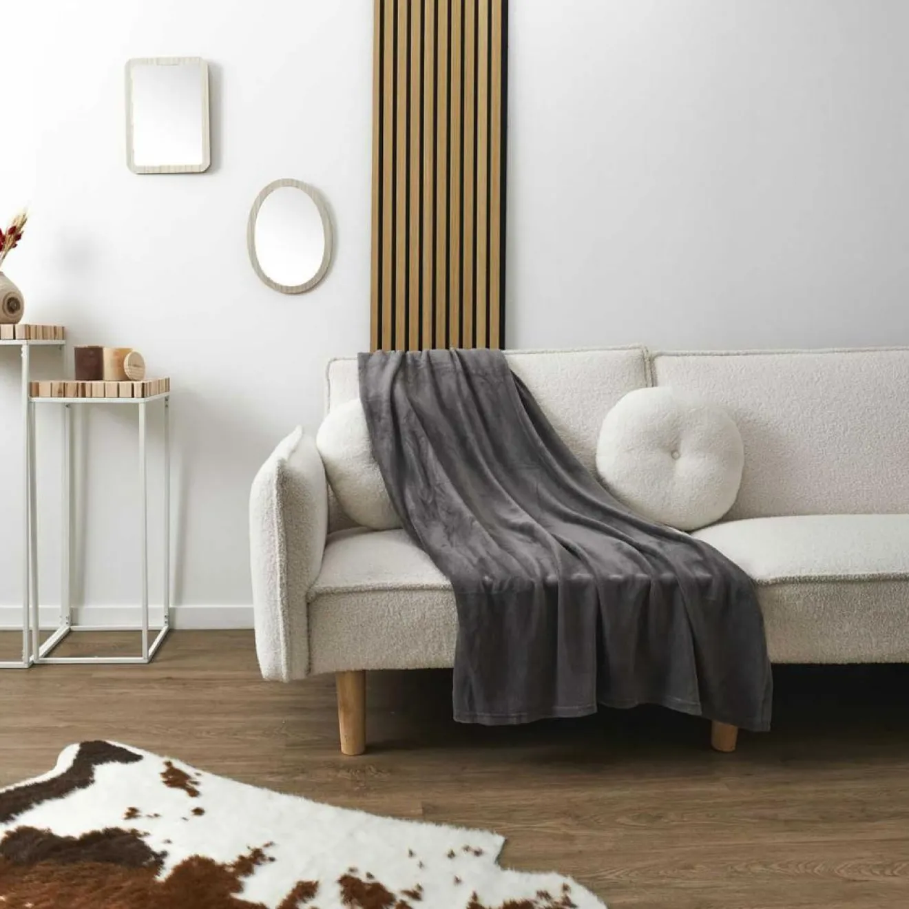 Best Home Deco Factory Plaid en microfibre gris foncé - 120x150 cm