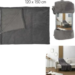 Best Home Deco Factory Plaid en microfibre gris foncé - 120x150 cm