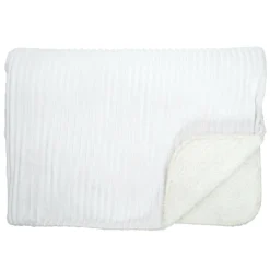 Home Deco Factory Plaid flanelle cotelé sherpa écru - 180x220 cm