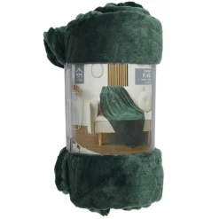 Home Deco Factory Plaid flanelle embossé vert sapin - 120x150 cm