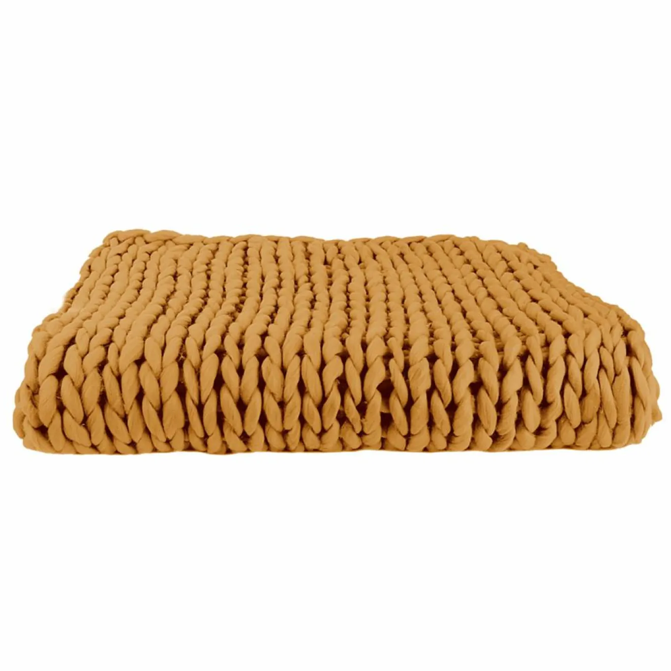 Home Deco Factory Plaid grosse maille chunky jaune - 150x120 cm