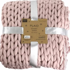 Best Home Deco Factory Plaid grosse maille chunky rose - 150x120 cm