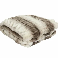 Home Deco Factory Plaid imitation fourrure luxury blanc/marron - 140x200 cm