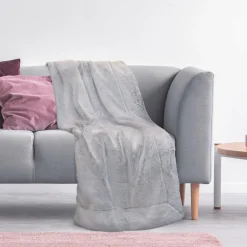 Outlet Home Deco Factory Plaid imitation fourrure XXL gris - 200x140 cm