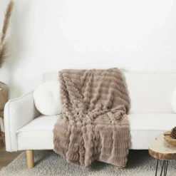 Online Home Deco Factory Plaid imitation fourrure Opulence taupe - 120x150 cm