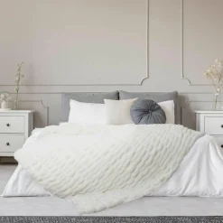 Home Deco Factory Plaid imitation fourrure luxury blanc - 140x200 cm