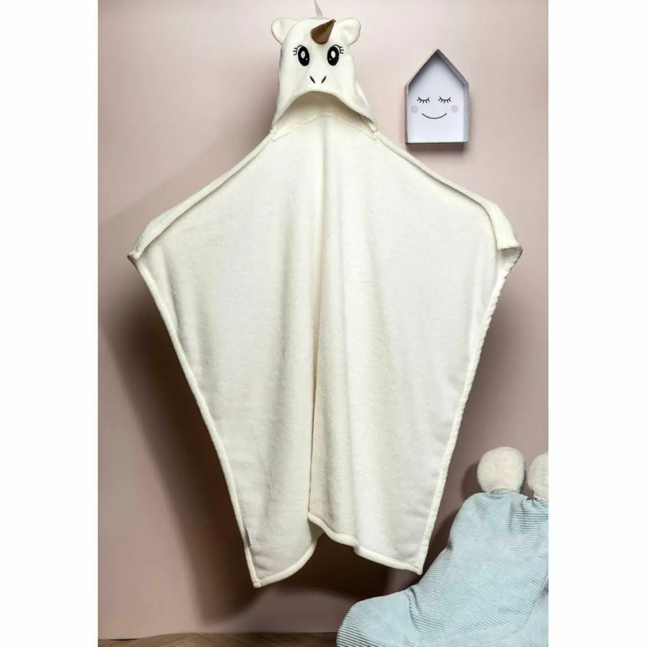 Outlet Home Deco Factory Plaid Licorne ivoire - 120x90 cm