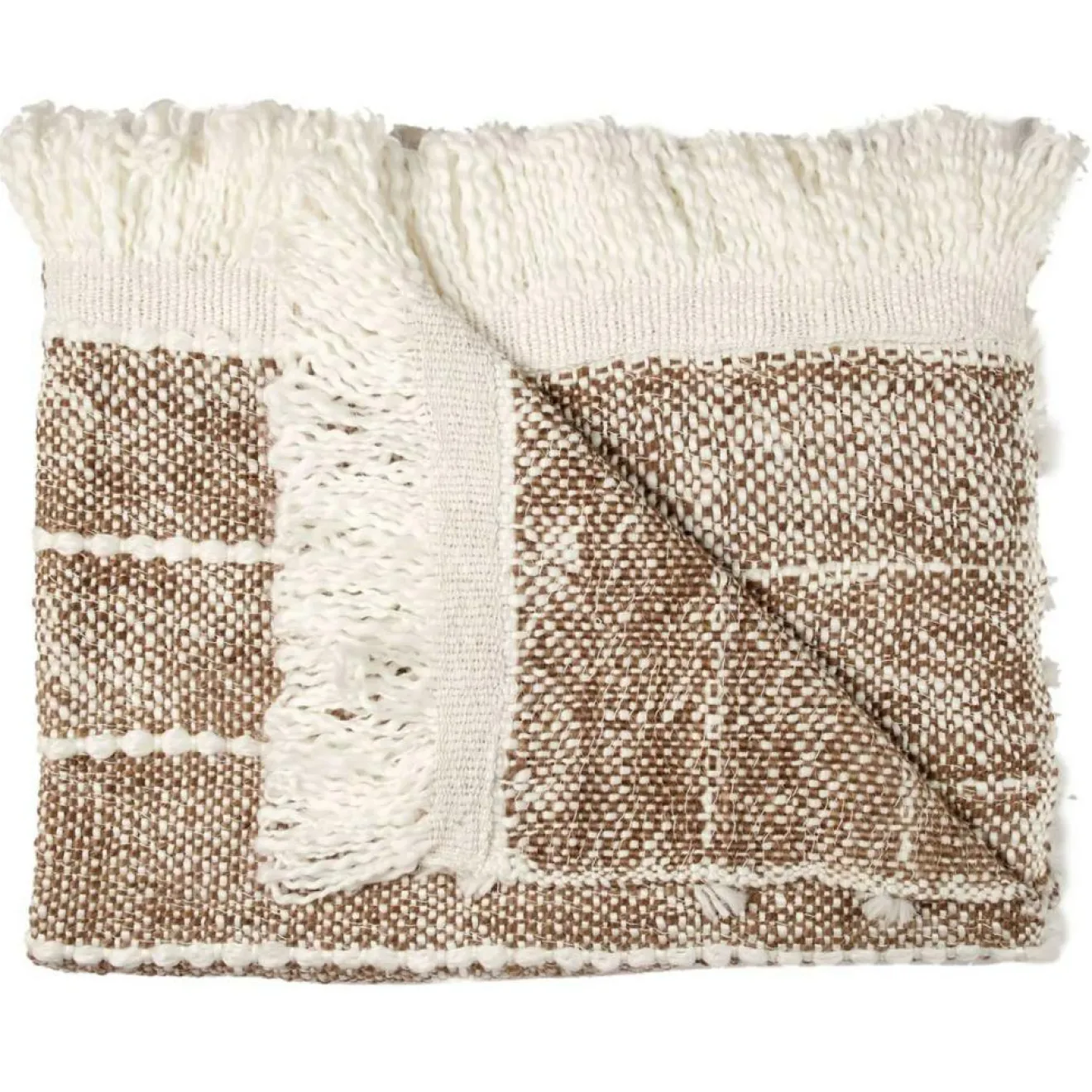 Home Deco Factory Plaid maille tressée marron - 120x2x150 cm