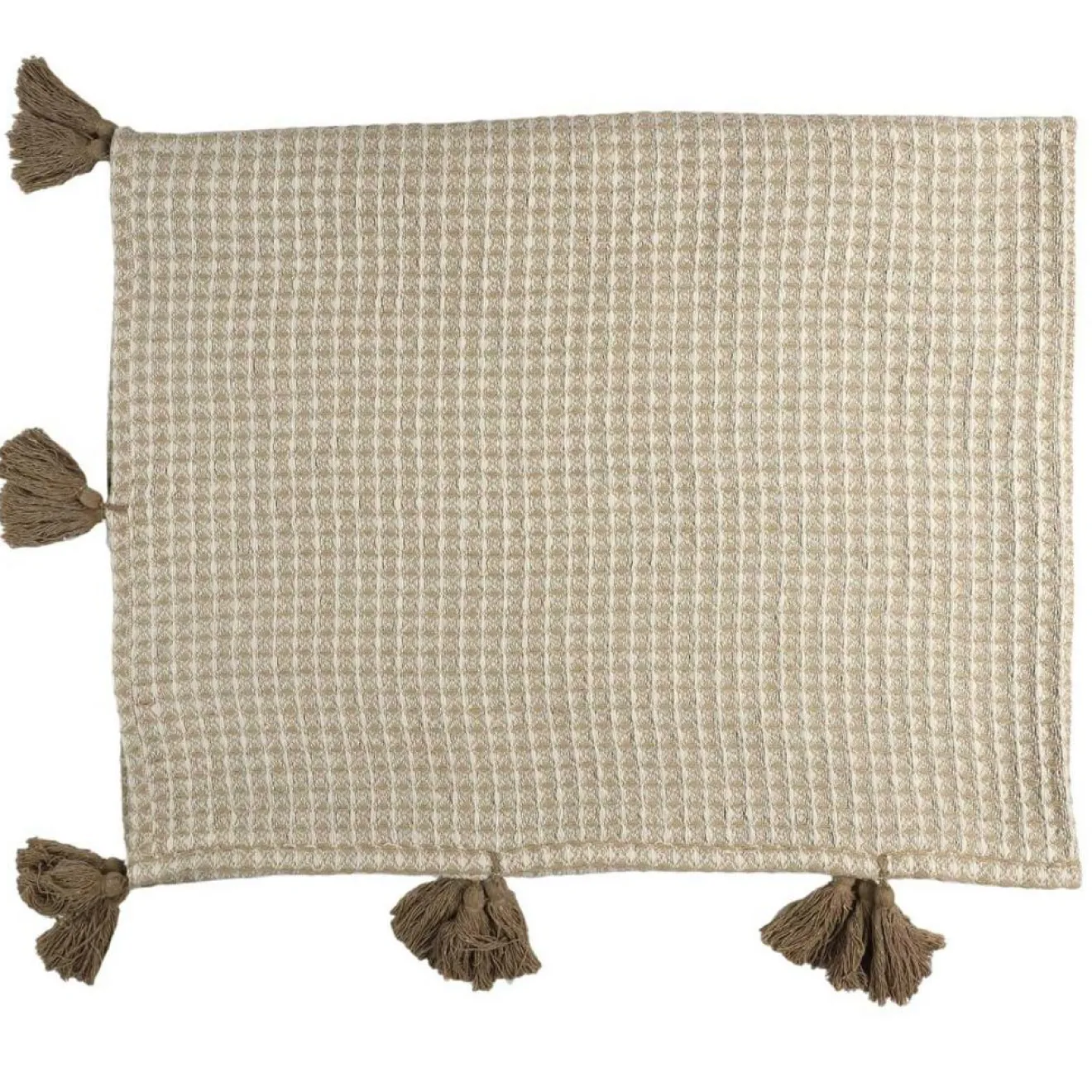 Home Deco Factory Plaid nid d'abeille beige/gris - 125x150 cm