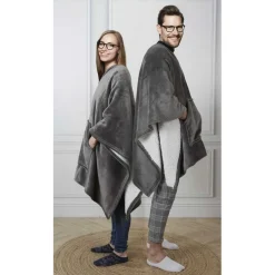 Home Deco Factory Plaid poncho gris - 130x170 cm