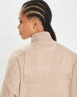 Femme Cashmere Tribu Plastron 100% Cachemire col montant en côtes Carla chestnut