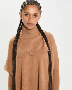 Femme Cashmere Tribu Plastron 100% Cachemire col montant en côtes Carla mocha
