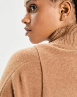 Femme Cashmere Tribu Plastron 100% Cachemire col montant en côtes Carla mocha