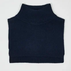 Sale Cashmere Tribu Plastron 100% Cachemire col montant en côtes Carla navy